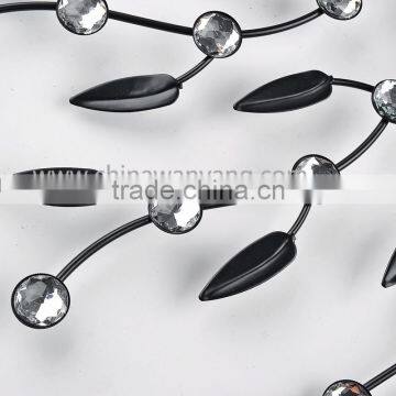 Metal Wall Digital Clock With Crystal and Leaf photo-3