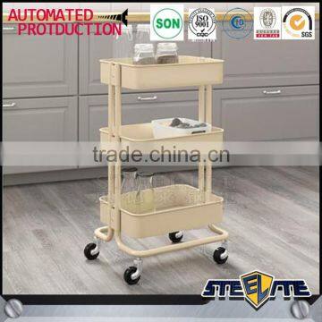 3 Tier Kitchen Trolley With Wheels Corner Vegetable Fruit Storage Rack Shelf photo-5