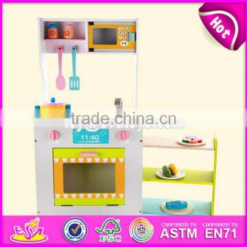 2017 New Design Funny Kids Wooden Kitchen Play Set With Shelf W10C270 photo-2