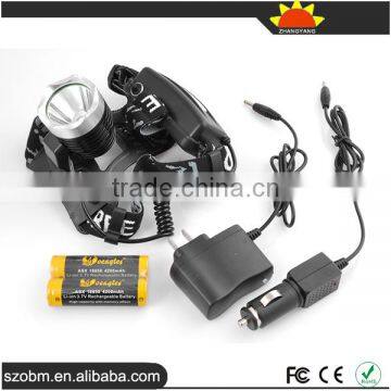 XML T6 led headlamp with 18650 battery,charger and car charger