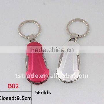 2014 Mini multi aluminium oxide LED mental gift keychain knife tool B02