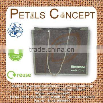 Jute shopping bag with cotton cord handle