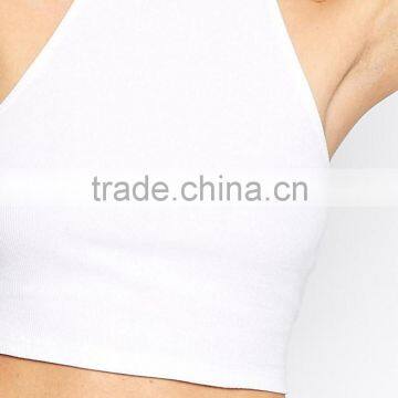 2015 New Fashionable Factory Halter Neck Crop Top In Rib photo-2