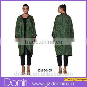 New Design China Manufacturer Ladies Pom Long Kimono