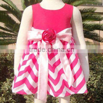 Cute Cheap Baby Cotton Dresses Rainbow Chevron Dress for Girls Children Baby Clothing Chevron Dress photo-4