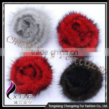 CX-A-41 High Quality Cheap Wholesale Custom Real Mink Fur Flower Brooch Pin