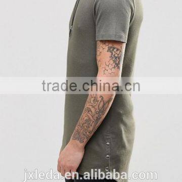 Men Soft High Quality Longline Curved Hem Crew Neck Plain Tight Slim Fit Muscle T-shirt OEM photo-3
