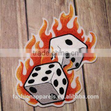 Custom dice & card embroidered patch for clothes embroidery patch made in china choose size/color