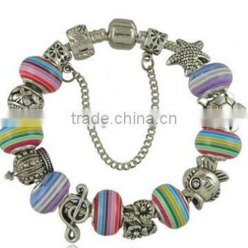 White Glass Charm Beads Bracelet Diy Animal Charm Beads Chian Bracelet Most Popular Beads Chain Bracelet photo-3