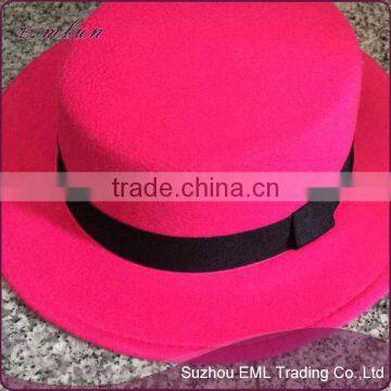 Winter Women Flat Top Woolen Fedora Hat photo-5