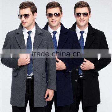 MSW0043 Wholesale Brand Mens 2016 New Winter Men's Wool Fashion Windbreaker Suit Collar Long Coat.