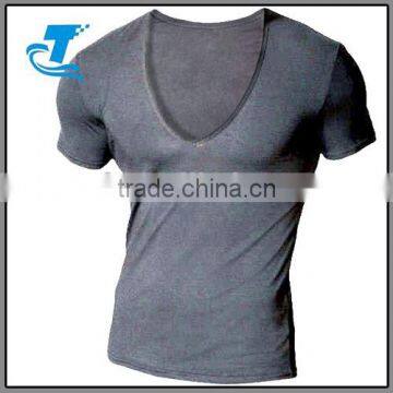men plain dyed summer sexy breathable fitness gym tshirt