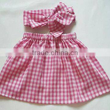 Wholesale children's boutique clothing girls palid skirt match headband cotton skirts