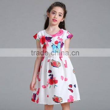 L557#butterfly Printed Kids Summer 2017 Baby Frock Design Pictures photo-3