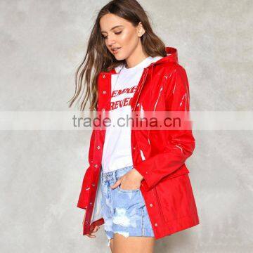 2017 New Design Long Section Straight Version Woven Red Women Winter Coat for Young Girls photo-2