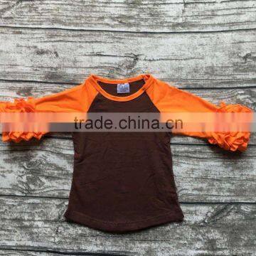 Free Shipping Girls Clothes O-neck Baby Girls Kids Icing Ruffle Raglan Tops Shirts Girls Casual Tops Fall Autumn Top T-shirt photo-5