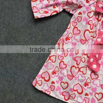 Baby Valentine's Day Infant Girl Dresses Cottom Loving Heart Chevron Dress Kids Clothes With Matching Necklace and Headband Set photo-2