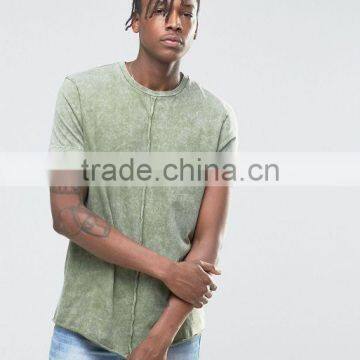 Longline T-Shirt In Acid Wash/stone Washed Green photo-2