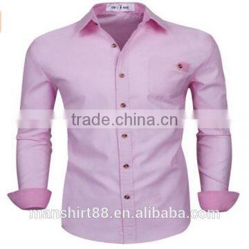 2016 New Wholesale Stylish Slim Fit Long Sleeve Contrast Custom Mens Casual Dress Shirts photo-3