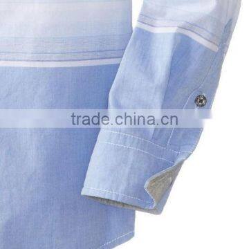 Boys Shirt Slim Fit Ombre Horizontal Stripe Long Sleeve Roll up Kid Shirt photo-2