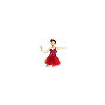 Children\'S Tutu Skirts Wine Red Sequin Bodice Dress Matching Flowers Trim Hairpiece