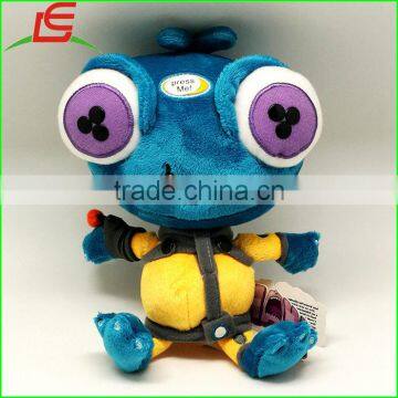 wholesale blue vocal stuff plush big eyes bee with backpack