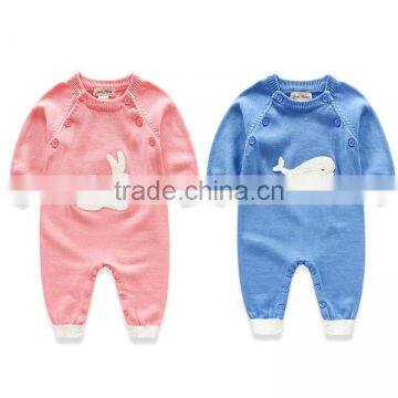 B22215A Newest spring and autumn baby cotton knitted Crochet Romper
