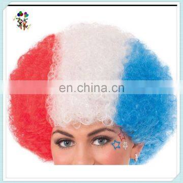 Patriotic Red White Blue Cheap Synthetic Football Fan Party Wigs HPC-0015