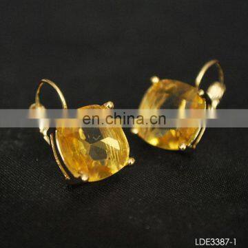 square beryl gold plated earrings finding clip