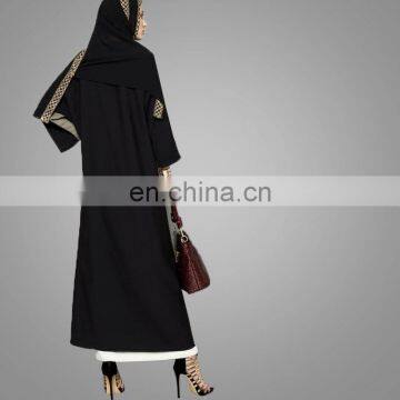 2017 Latest Casual Dubai Arab Women Design Muslim Open Front Overcoat Islamic Clothing Cardigan Latest Printing Kimono photo-4