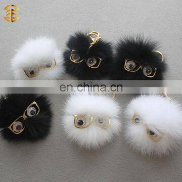 Fashion Cute Funny White and Black Little Monster Fur Keychain