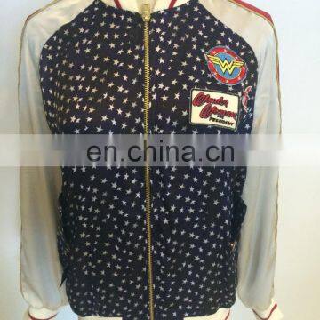 Women Custom Satin Plain Bomber Jacket Wholesale photo-6