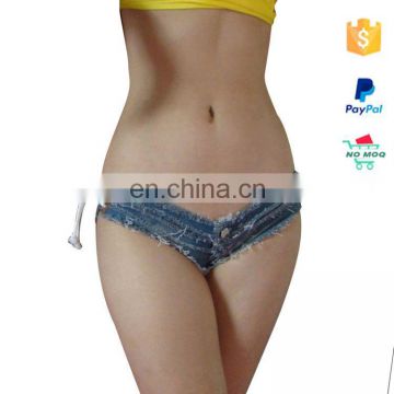 3 Colors Plus Size Lace Elastic Waist Denim Shorts