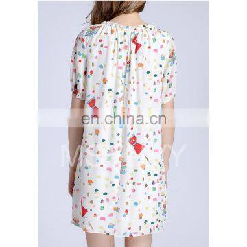 Floral Digital Printed Silk Crepe de Chine Dress photo-5