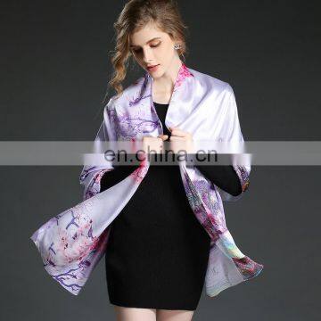 Digital printing pure silk satin scarf Chinese style