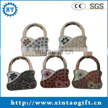 Design round foldable bag hook with epoxy printing logo