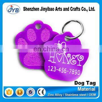 plastic glitter paw dog tag keychain