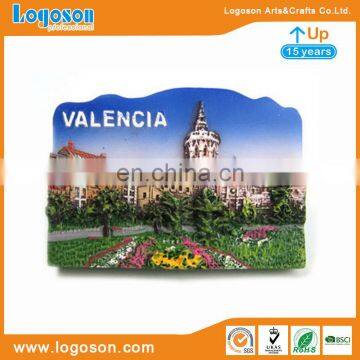 High quanlity Valencia Spain souvenir resin magnets city scenery design polyresin magnets