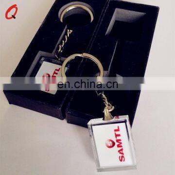 new design promotion advertisement crystal keychain with gift PE box