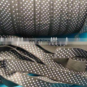 High quality polka dots printed foldover elastic 5/8