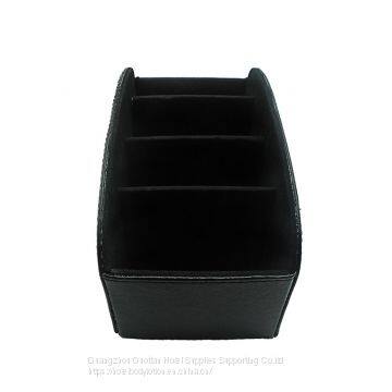 Remote Control Holder Organizer Leather Control Storage TV Remote Control Organizer With 5 Spacious Compartments photo-3