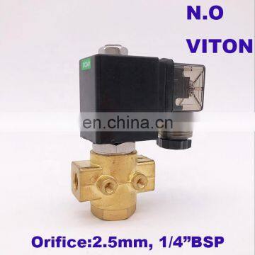 GOGO Normally open 16bar Brass high temperature steam 2 way solenoid valve 1/4 inch 24V DC Orifice 2.5mm FKM direct acting