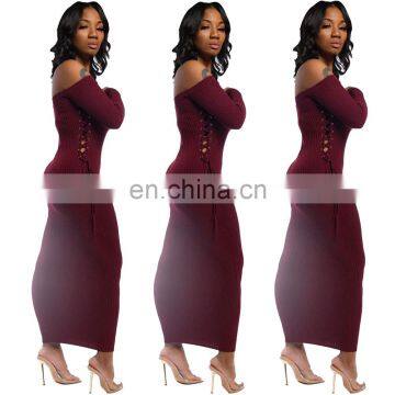 Autumn Winter Knitted Women Solid Slim Plus Size Long Pullovers Knitting Sweater Dress photo-7