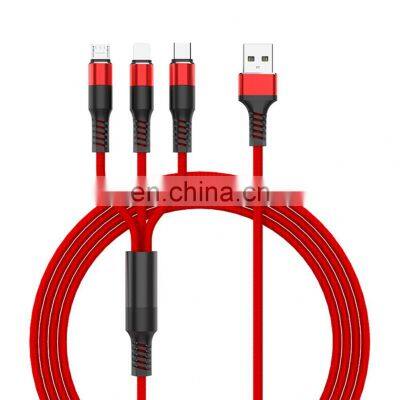 Multi 3 in1 USB Charging Cable Nylon Braided USB Cables Fast Multiple Charging cords