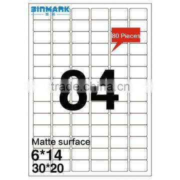 SINMARK Matte surface 30*20mm large format self adhesive paper