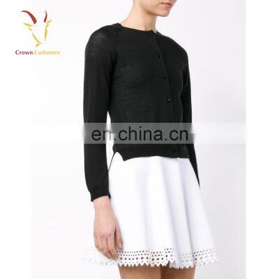 100% Cashmere Black Short Cardigan Sweater for Ladies photo-2