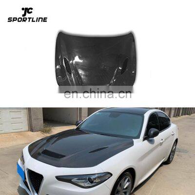 JCSportline Carbon Fiber Car Bonnet for Alfa Romeo Giulia Sedan 4-Door 2017- 2020