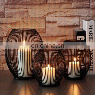 Chinese decorative candle holder metal gold  wholesale minimalist tealight lantern home wire candle holder wedding