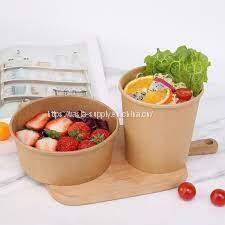 Kraft compostable paper soup containers with lids packaging storage containers 32 oz disposable food containers catering food storage