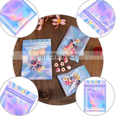 One Side Transparent Hologram Packaging Small Zipper lock Mylar Hologram  Holographic Bags